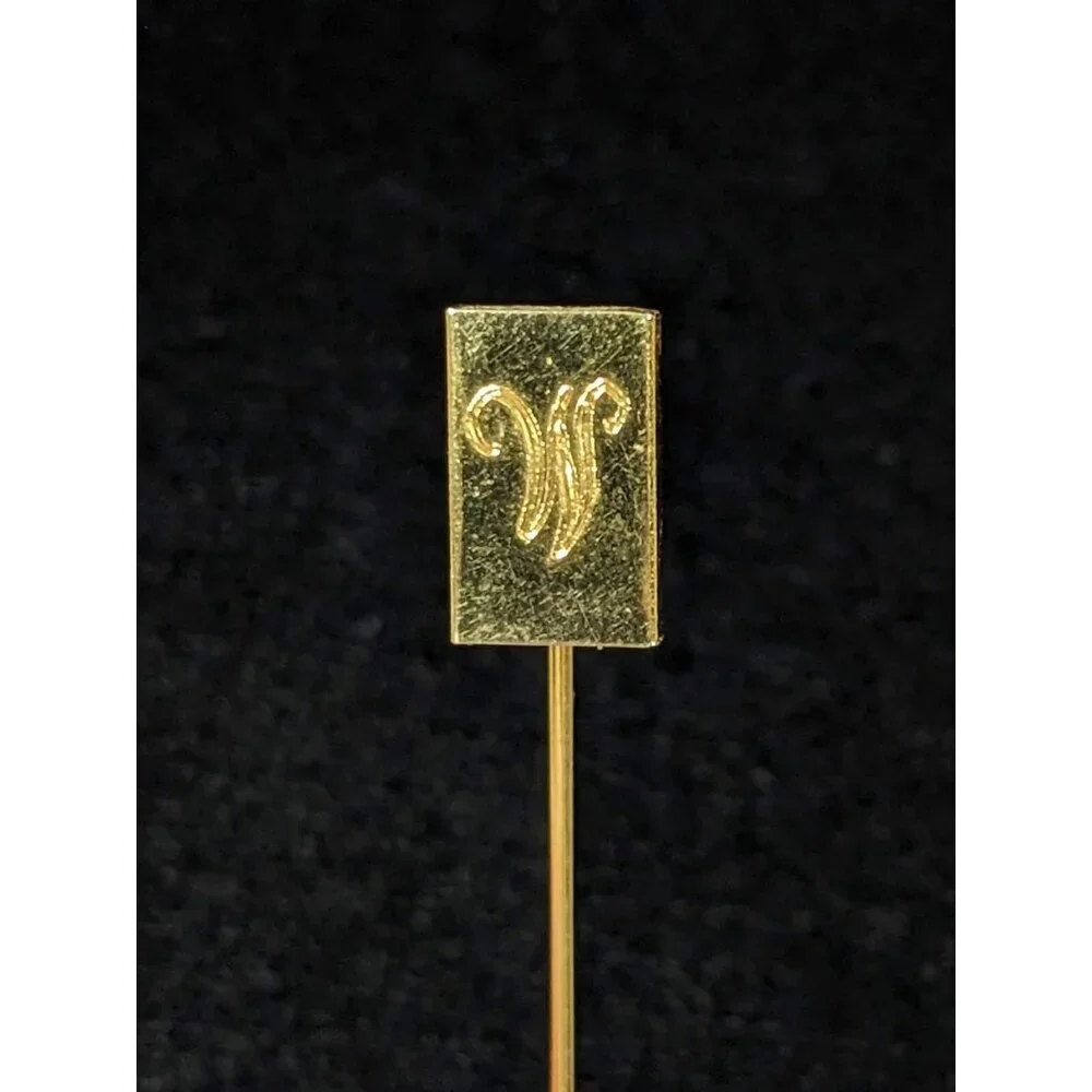 Vintage‎ Gold Tone Initial Letter W Rectangle Stick Pin